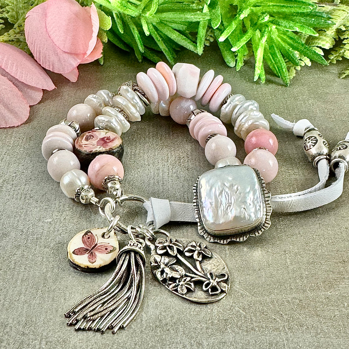 Pink Opal and Queen Conch Bracelet – Janet Miriam Designs