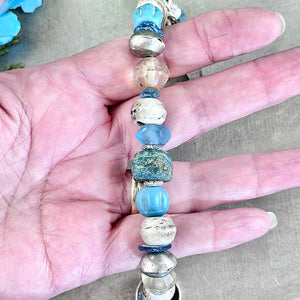 Blue and Brown Antique Bead Bracelet