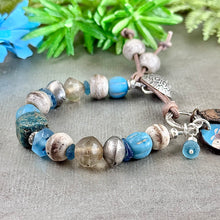 Load image into Gallery viewer, Blue and Brown Antique Bead Bracelet