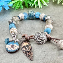 Load image into Gallery viewer, Blue and Brown Antique Bead Bracelet