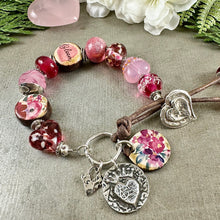 Load image into Gallery viewer, Pink Bloom Art Bead Bracelet