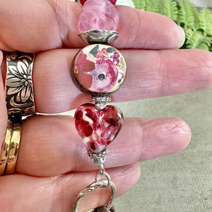 Pink Bloom Art Bead Bracelet