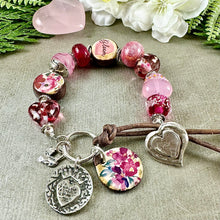 Load image into Gallery viewer, Pink Bloom Art Bead Bracelet