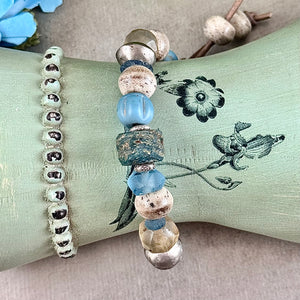 Blue and Brown Antique Bead Bracelet