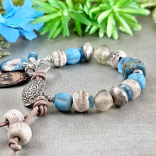 Load image into Gallery viewer, Blue and Brown Antique Bead Bracelet