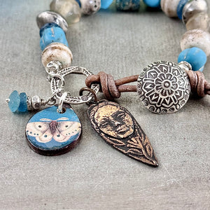 Blue and Brown Antique Bead Bracelet