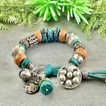 Load image into Gallery viewer, Rustic Turquoise and Ethnic Beads Bracelet
