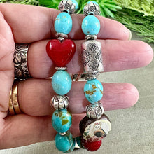 Load image into Gallery viewer, Turquoise and Hearts Bracelet