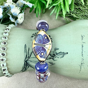 Purple Butterfly Art Bead Bracelet