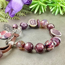 Load image into Gallery viewer, Lepidolite and Lampwork Bracelet