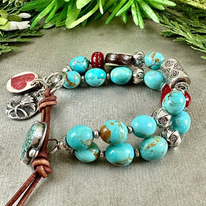 Turquoise and Hearts Bracelet