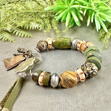 Load image into Gallery viewer, Earthy Green Turquoise Bracelet