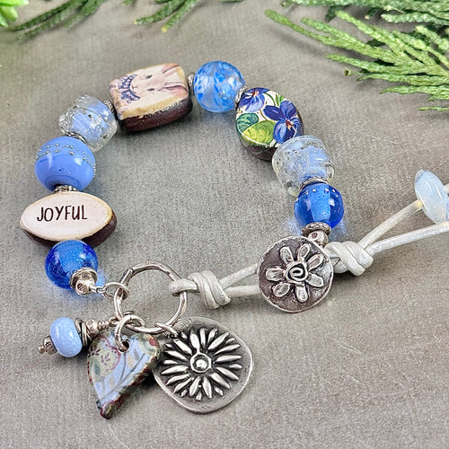 RESERVED FOR D Periwinkle Bunny Art Bead Bracelet