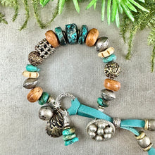 Load image into Gallery viewer, Rustic Turquoise and Ethnic Beads Bracelet
