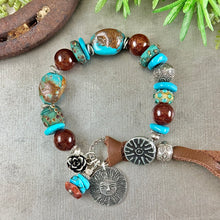Load image into Gallery viewer, Turquoise and Orange Garnet Bracelet￼