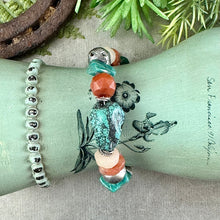 Load image into Gallery viewer, Turquoise and Ancient Stone Bracelet