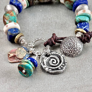 Rustic Turquoise and Lapis Bracelet