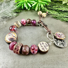 Load image into Gallery viewer, Pink Owl Art Bead Bracelet