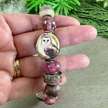 Load image into Gallery viewer, Pink Owl Art Bead Bracelet