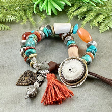 Load image into Gallery viewer, Rustic Turquoise and Carnelian Bracelet
