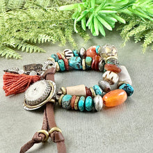Load image into Gallery viewer, Rustic Turquoise and Carnelian Bracelet