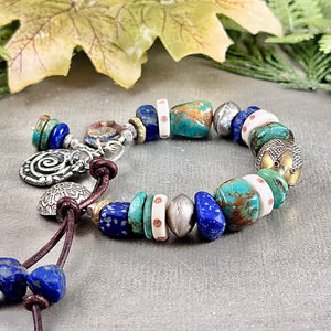 Rustic Turquoise and Lapis Bracelet