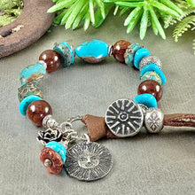 Load image into Gallery viewer, Turquoise and Orange Garnet Bracelet￼