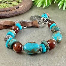 Load image into Gallery viewer, Turquoise and Orange Garnet Bracelet￼
