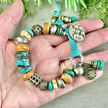 Load image into Gallery viewer, Rustic Turquoise and Ethnic Beads Bracelet