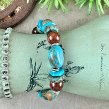 Load image into Gallery viewer, Turquoise and Orange Garnet Bracelet￼