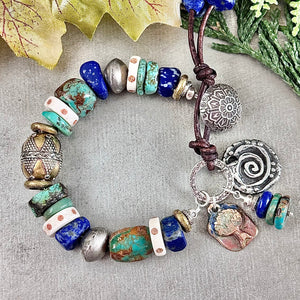 Rustic Turquoise and Lapis Bracelet