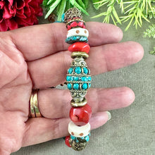 Load image into Gallery viewer, Turquoise and Coral Ethnic Style Bracelet