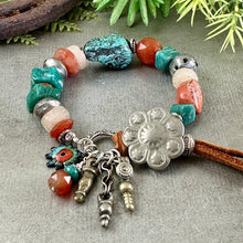 Load image into Gallery viewer, Turquoise and Ancient Stone Bracelet