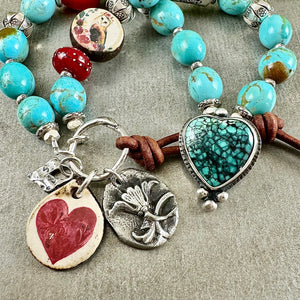 Turquoise and Hearts Bracelet