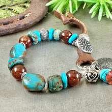 Load image into Gallery viewer, Turquoise and Orange Garnet Bracelet￼