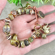 Load image into Gallery viewer, Rustic Green Elephant Bracelet