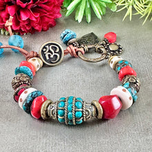 Load image into Gallery viewer, Turquoise and Coral Ethnic Style Bracelet