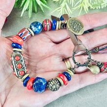 Load image into Gallery viewer, Lapis and Coral Ethnic Style Bracelet
