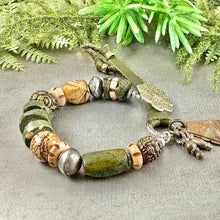 Load image into Gallery viewer, Earthy Green Turquoise Bracelet