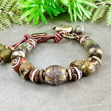 Load image into Gallery viewer, Rustic Green Elephant Bracelet