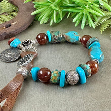 Load image into Gallery viewer, Turquoise and Orange Garnet Bracelet￼