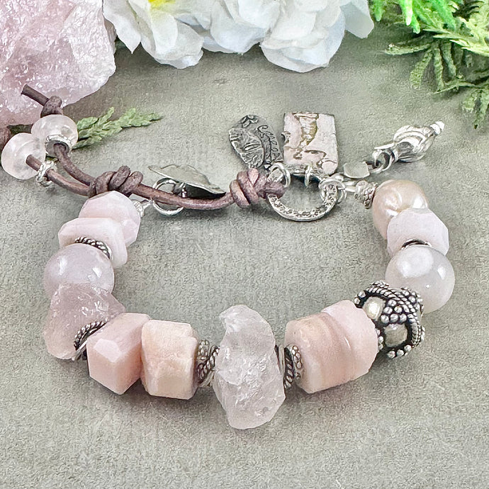 Rustic Pink Gemstone Bracelet