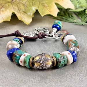 Rustic Turquoise and Lapis Bracelet