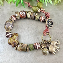 Load image into Gallery viewer, Rustic Green Elephant Bracelet