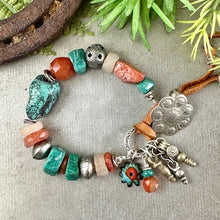 Load image into Gallery viewer, Turquoise and Ancient Stone Bracelet