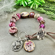 Load image into Gallery viewer, Pink Owl Art Bead Bracelet