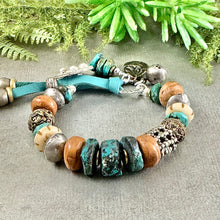Load image into Gallery viewer, Rustic Turquoise and Ethnic Beads Bracelet