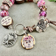 Load image into Gallery viewer, Pink Owl Art Bead Bracelet