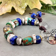 Load image into Gallery viewer, Rustic Turquoise and Lapis Bracelet