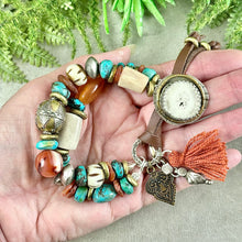 Load image into Gallery viewer, Rustic Turquoise and Carnelian Bracelet